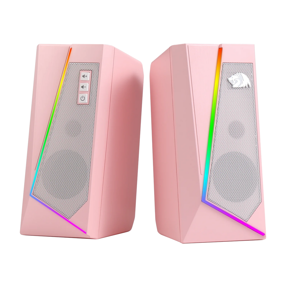 Redragon GS520 RGB Desktop Speakers, 2.0 Channel PC Stereo Speaker with 6 Colorful LED Modes, Enhanced Sound, White/Pink