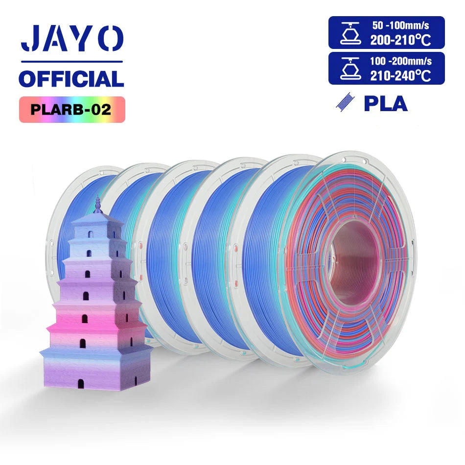 JAYO 5 Rolls 3D Filament PLA/PLA META/PETG/SILK PLA+/Wood/PLA Marblel/ APLA 1.75mm1.1KG 3D Printer Filament for FDM Muticolor