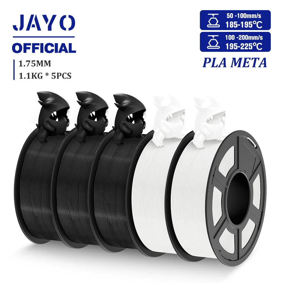 JAYO 3D Filament PLA/PLA META/PETG/SILK PLA+/Wood/PLA Marblel/ APLA 1.75mm 5Roll 1.1KG/0.5KG 3D Printer Filament for 3D Printer