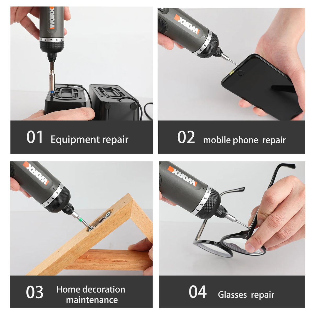 Worx Electric Screwdriver Set Intelligent Cordless Drill Screwdriver USB Charging Handle 30 Piece Set Electric Screwdriver WX242