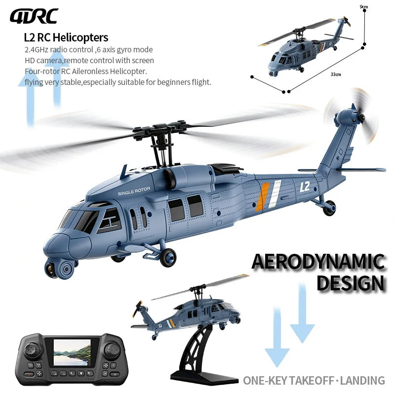 4DRC New L2 8K HD Camera RC Helicopter 6-axis Gyroscope One Click 3D Flip Optical flow positioning Remote Control Hobby Toy Gift