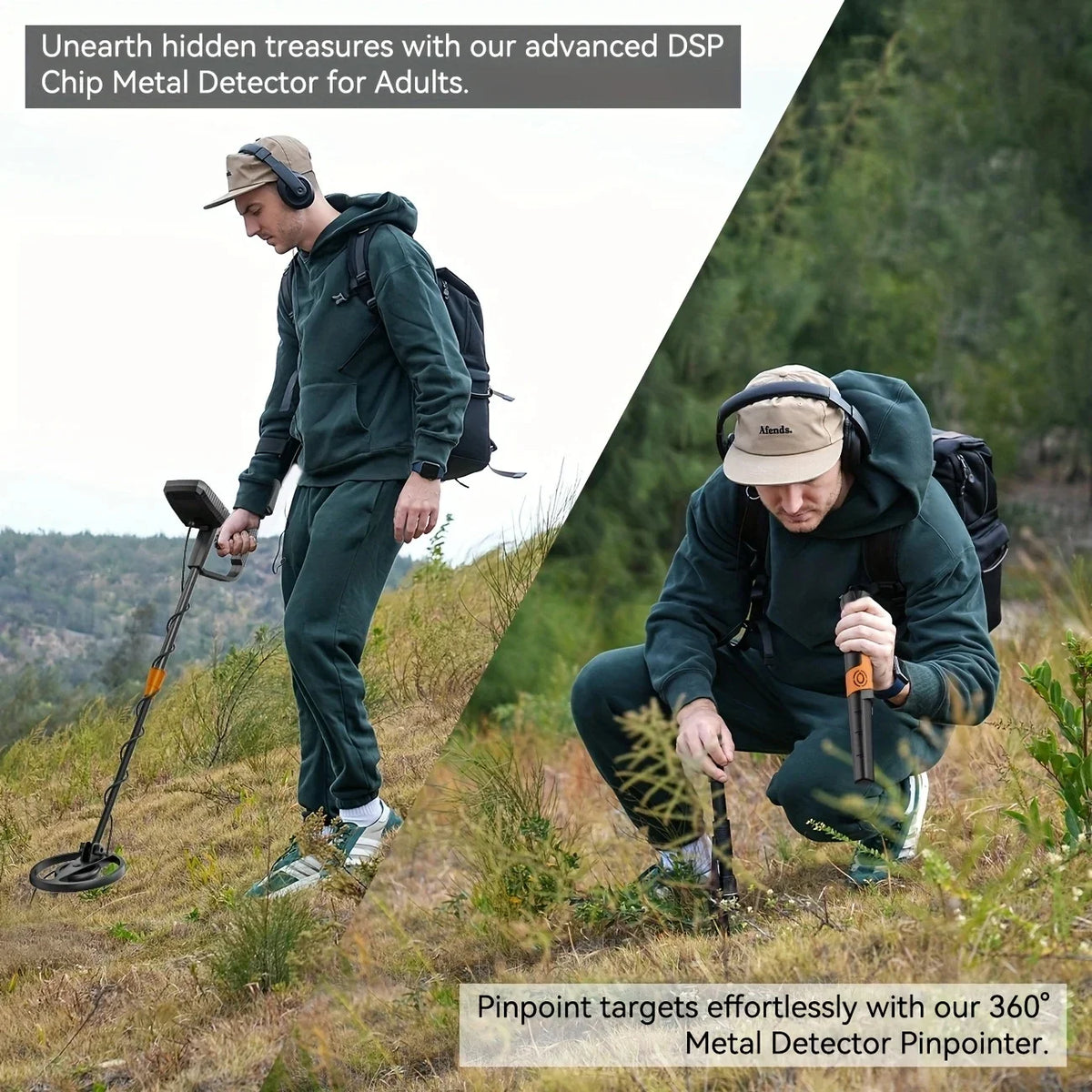 SUNPOW Metal Detector Kit with Pinpointer, 8"(20cm) IP68 Waterproof Coil High Accuracy, Lightweight LCD Display, Entry Level for Adults Kids, CE Certified Treasure Hunting
