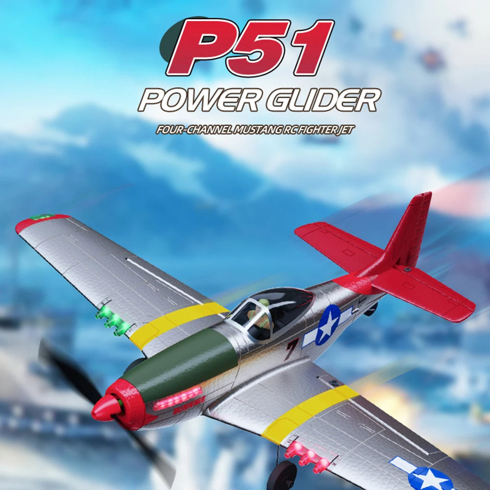 BM26 4CH RC Plane P51 Mustang Fighter 2.4G Electric Remote Control Glider Brushless Fixed-wing Aircraft EPP Foam Material Toy Birthday Gift
