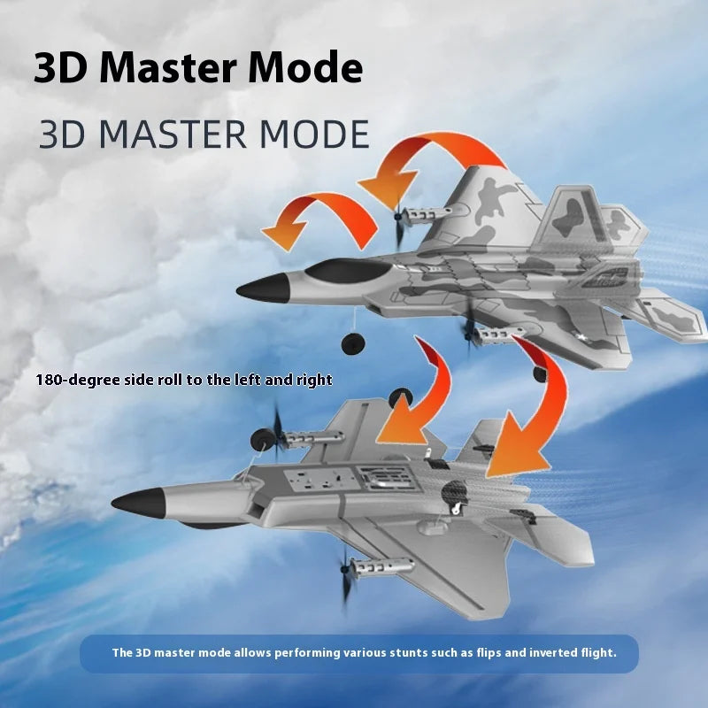 Bm16 Four-Channel F22 Fighter Jet, Vertical Crane, Fixed-Wing Remote-Controlled Foam Glider, Aircraft Model, Boys' Toy
