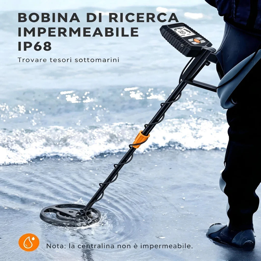 SUNPOW Metal Detector Kit with Pinpointer, 8"(20cm) IP68 Waterproof Coil High Accuracy, Lightweight LCD Display, Entry Level for Adults Kids, CE Certified Treasure Hunting