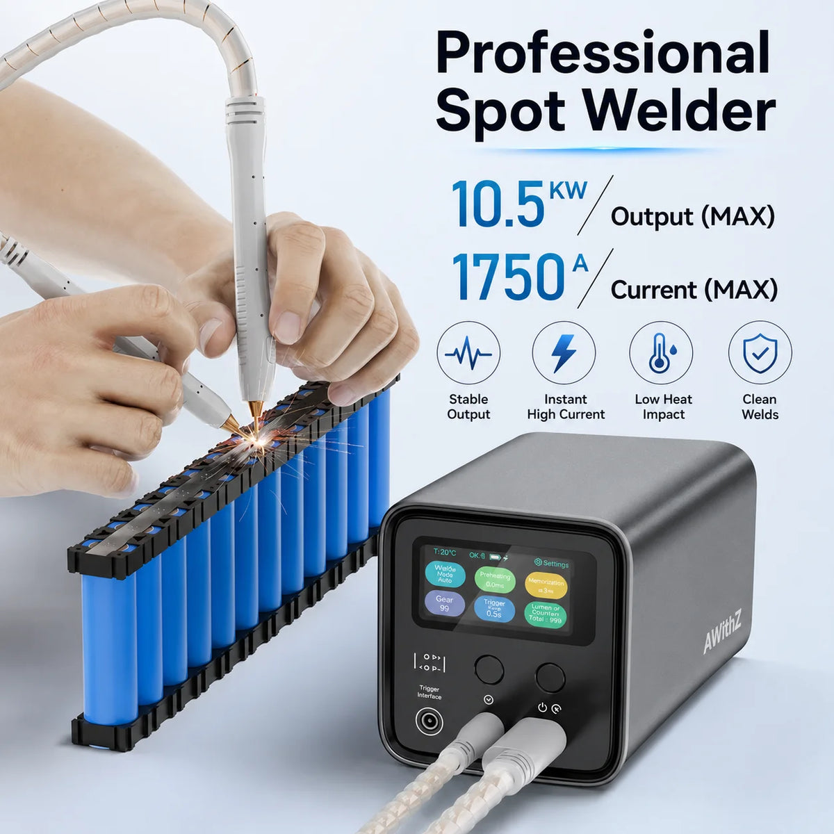 AWithZ UF20B Spot Welder Super Farad Capacitor Spot Welding Machine 18650 Lithium Battery DIY Nickel Sheet Welding Machine EU