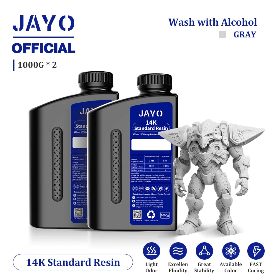 JAYO 3D Printer Resin Fast Curing Standard/ Standard Plus/ 14K Standard/ ABS Like 3D Resin For LCD SLA DLP 3D Printers