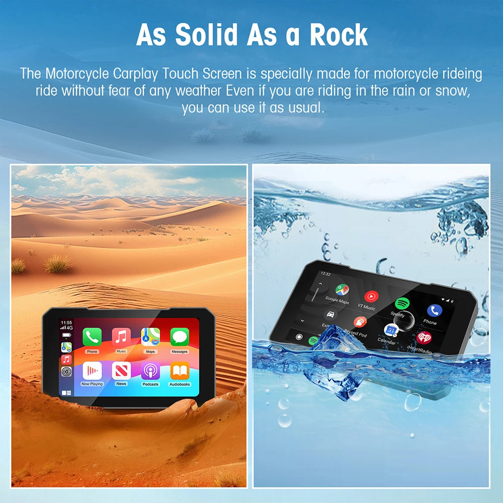 5-Inch Touch Screen Motorcycle CarPlay Screen Support Wireless CarPlay and Android Auto Waterproof