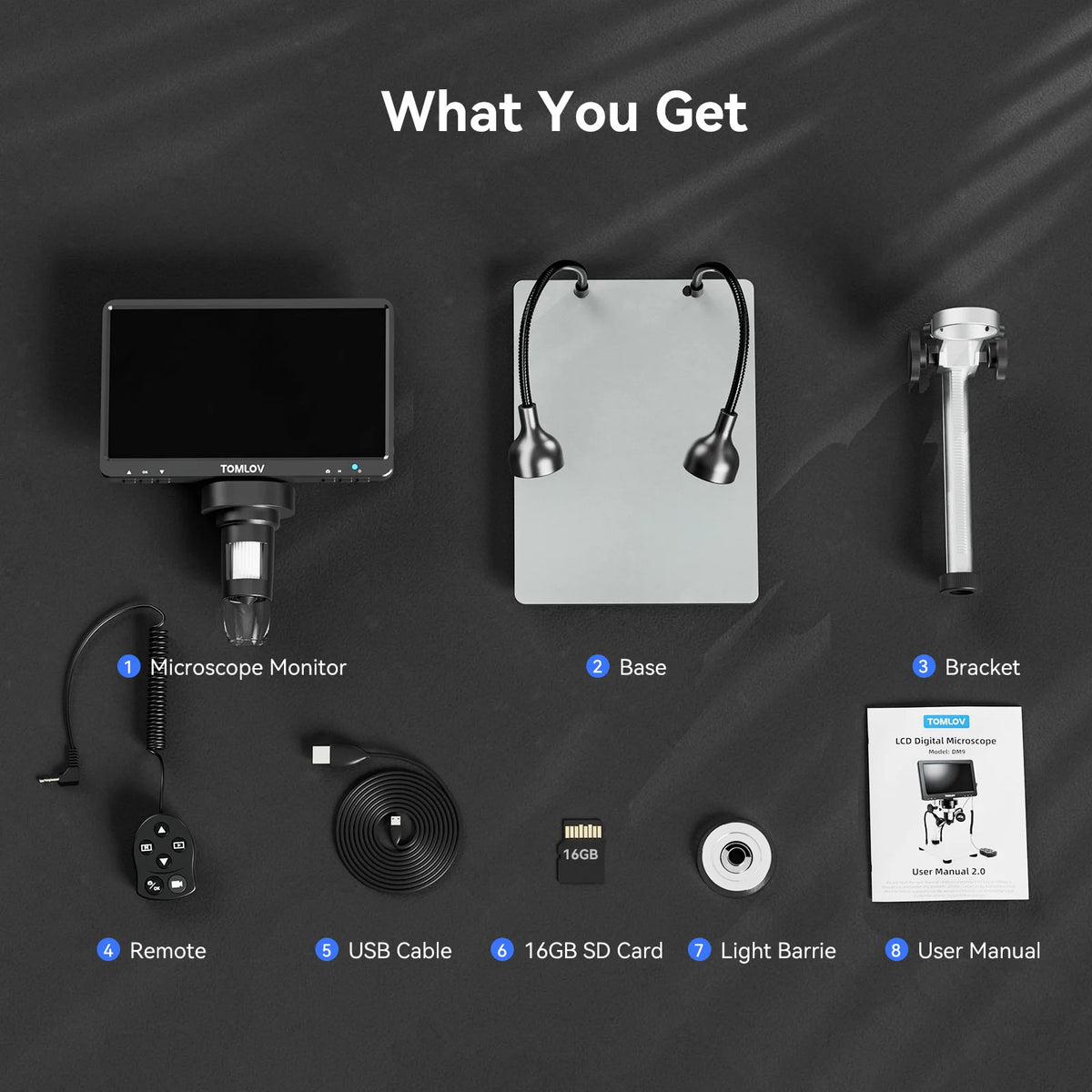 TOMLOV 7" Electronic Solding Microscope 1200X Zoom Digital Microscope DM9 12MP HD Coin Microscope Camere Phone Repair Magnifier Tool