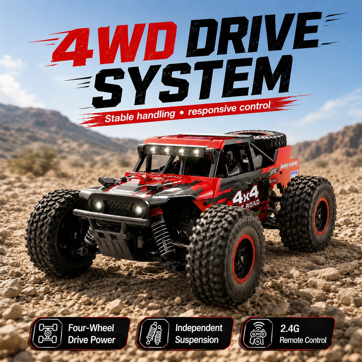 ZNLYRION RC Monster SG202MAX Scale1:16 Truck 4WD Brushless 55KM/H 2.4G Remote Control Off-Road Car with LED Lights for Boys Adults