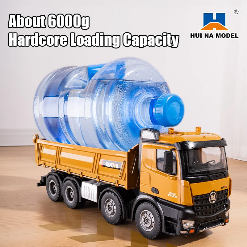 HUINA 1536 1536PRO 1:14 Large Dump Truck Alloy Remote Control Engineering Eight Wheel Heavy-Duty Dump Truck Cargo Model for Boys