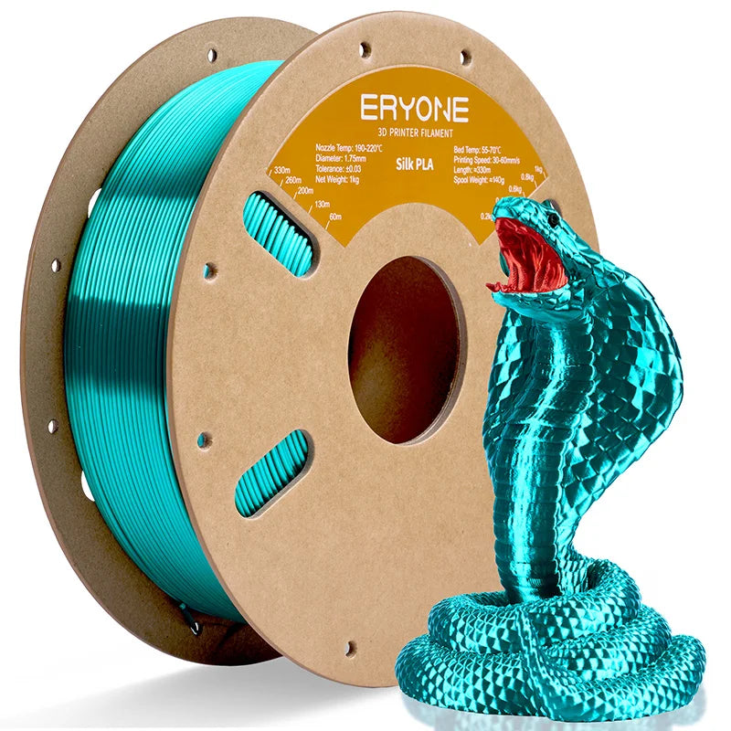 ERYONE 1KG Silk PLA 3D Printer Filament 1.75mm, Premium Silk Shiny Finish Single Color, Glossy Smooth Surface 1kg Spool