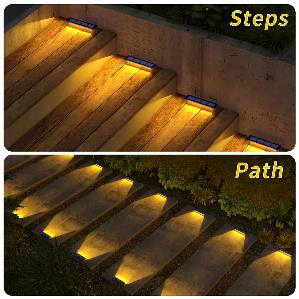 Solar LED Step Lamp Stair Lights Outdoor IP68 Waterproof Solar Light With Lens Anti-theft Design Decor Lighting For Garden Deck