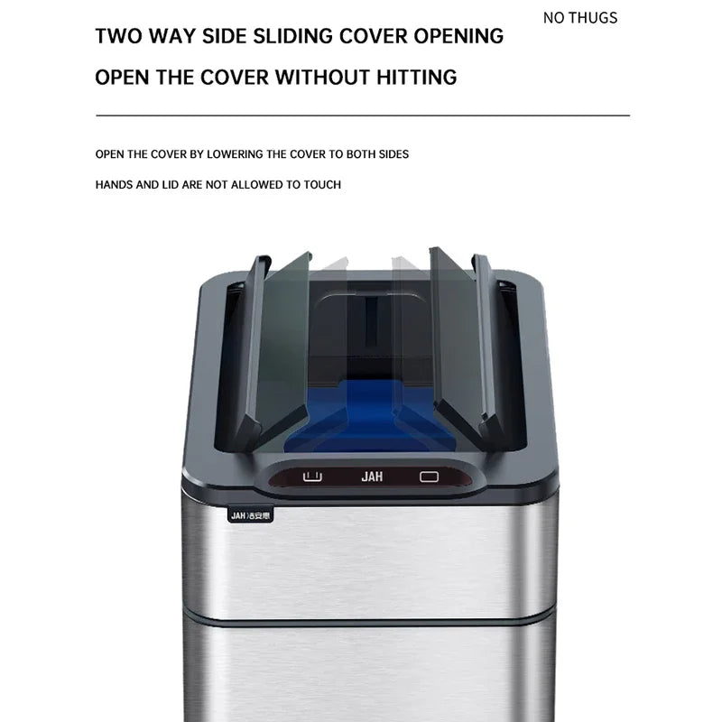 9/15/20/30/40/50/60L Garbage Bin Large-capacity Stainless Steel Smart Sensor Trash Can Automatic Waste Bins Kitchen Trash Can