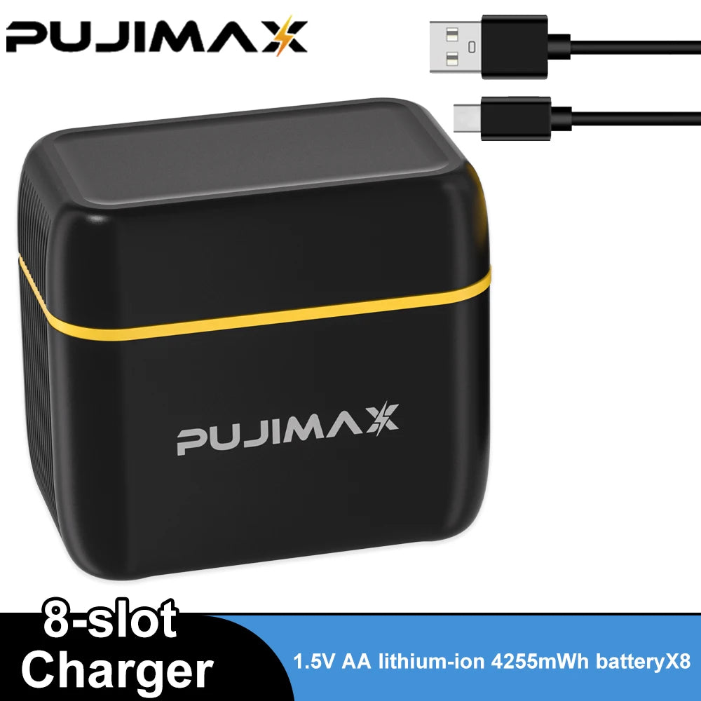 PUJIMAX Rechargeable Lithium Battery Charger 1.5V AA 4255mWh Batteries High Capacity Battery for Mouse Remote Control Electric Toys
