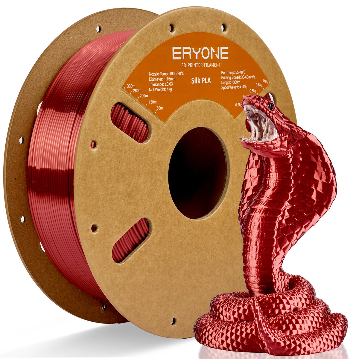 ERYONE 1KG Silk PLA 3D Printer Filament 1.75mm, Premium Silk Shiny Finish Single Color, Glossy Smooth Surface 1kg Spool