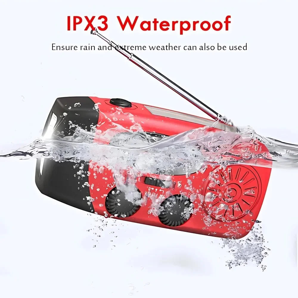 Portable Solar Hand Crank Radio with 2000mAh Power Bank Emergency Weather Radio AM FM NOAA Weather Alert LED Flashlight Survival Gear for Home Blackout Severe Weather Camping Hurricane Preparedness Emergency Kit for Home Offi