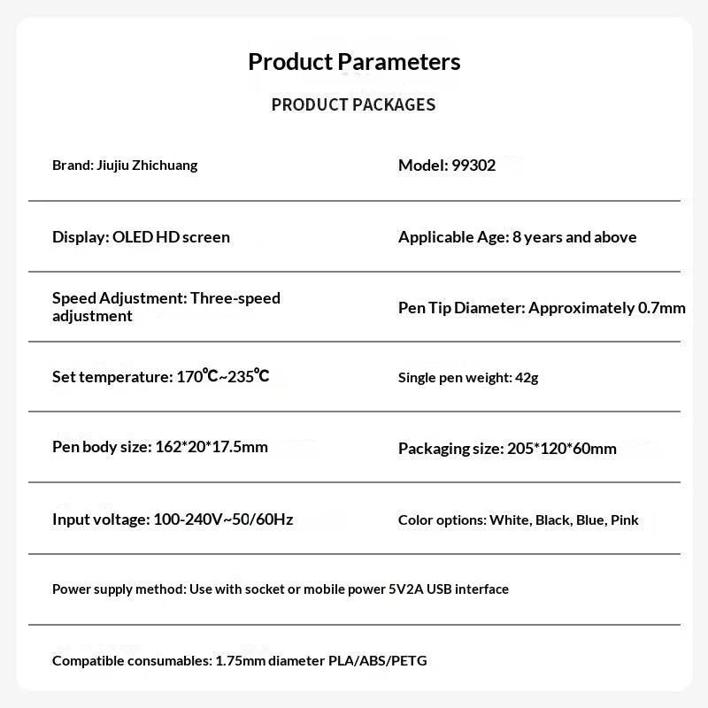 3D Printing Pen With Oled Display temperature Control And Fast Extrusion With PLA Filament For Doodling Making Holiday Presents