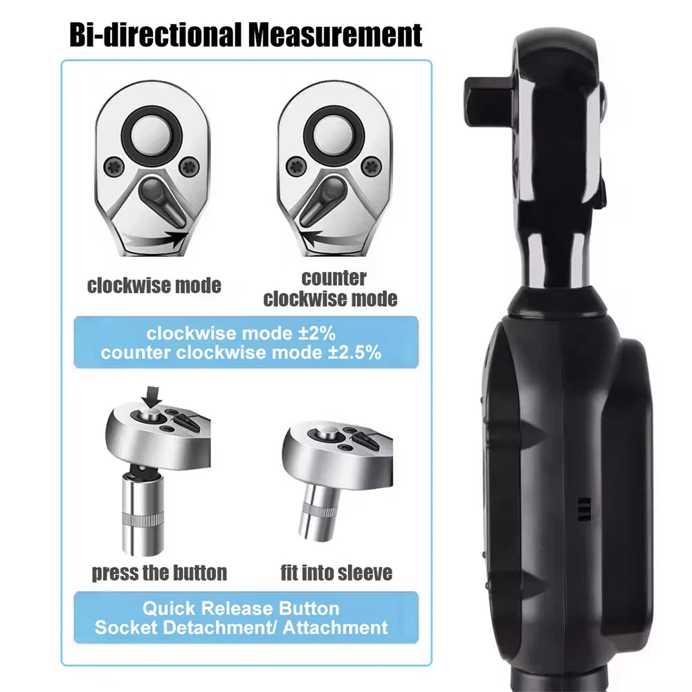 GOYOJO Digital Torque Wrench 1/4 3/8 1/2" Drive, Electric Torque Wrench ±2% Accuracy,Buzzer and LED Alert,Electric Display,Peak & Track, ft-lb, in-lb and N.m ,Automotive,Car, Moto,Spark Plug,Engine,Bike