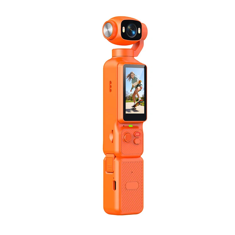 Lenovo 4K Handheld Gimbal Action Camera HD 180 Rotatable Lens Anti Shake Pocket Vlog Camera with Fill Light For Outdoor Sports