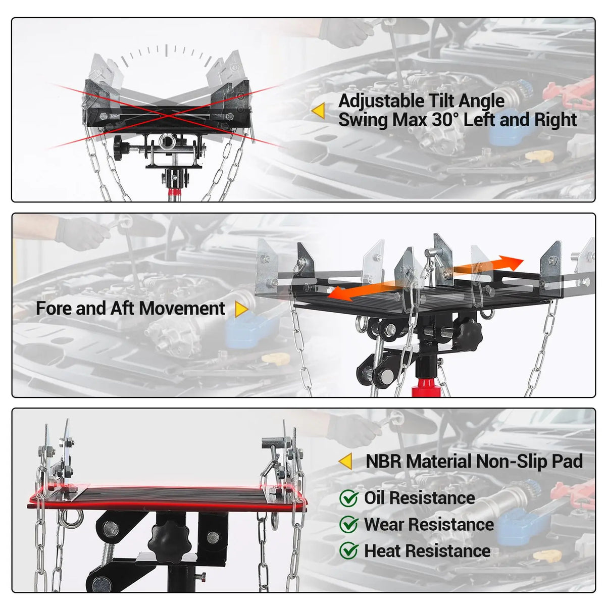 Hydraulic Transmission Jack 1322 LBS Capacity 2-Stage Telescoping Lift 33.5 in-69 in | Trans Jack Stand with Dual Plunger, 8 mm Non-Slip Pad, Foot Pedal & Swivel Wheels