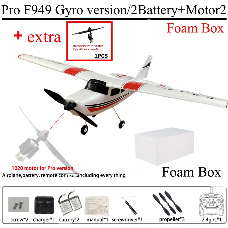 WLtoys F949 2.4G 3D6G 3Ch RC Airplane Fixed Wing Plane Outdoor Toys Drone RTF Upgrade Version Digital Servo F949S With Gyroscope