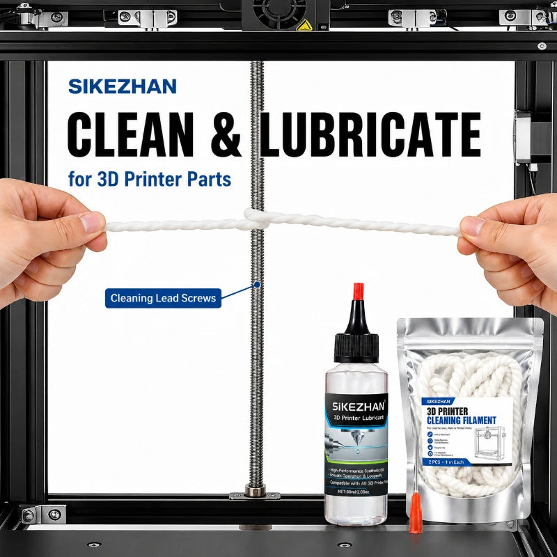 3D Printer Maintenance Kit,Lubricant Oil + Braided Cleaning Rope, Smooth Lubrication & Residue Removal for Rails Screws Nozzles