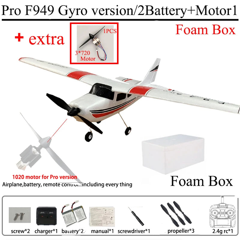WLtoys F949 2.4G 3D6G 3Ch RC Airplane Fixed Wing Plane Outdoor Toys Drone RTF Upgrade Version Digital Servo F949S With Gyroscope