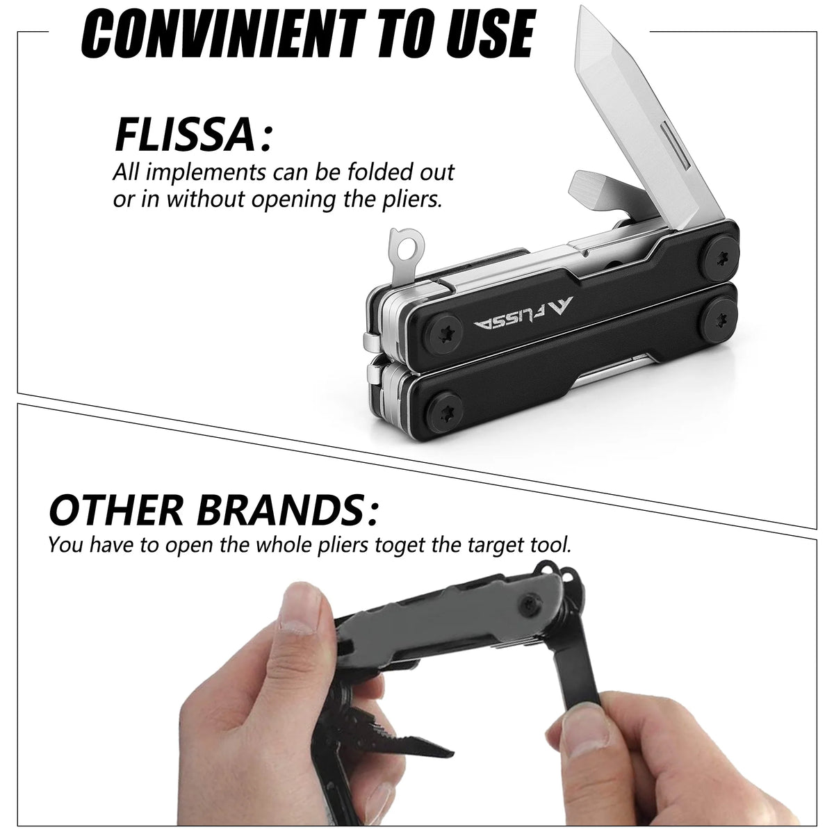 FLISSA 11-in-1 Multitool Folding Scissors Pocket Mini Portable Stainless Steel Outdoor Camping Knife with Equation Decoration