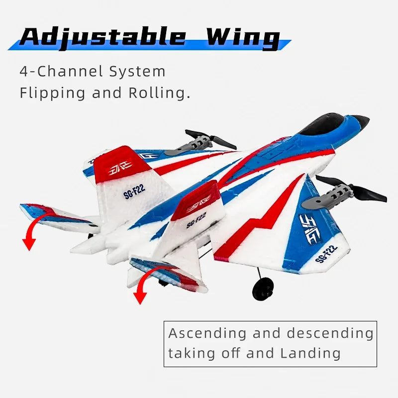 SG-F22 RC Airplane 3D Stunt Plane Model 2.4G Remote Control Fighter Glider Electric Rc Aircraft Toys For Adults