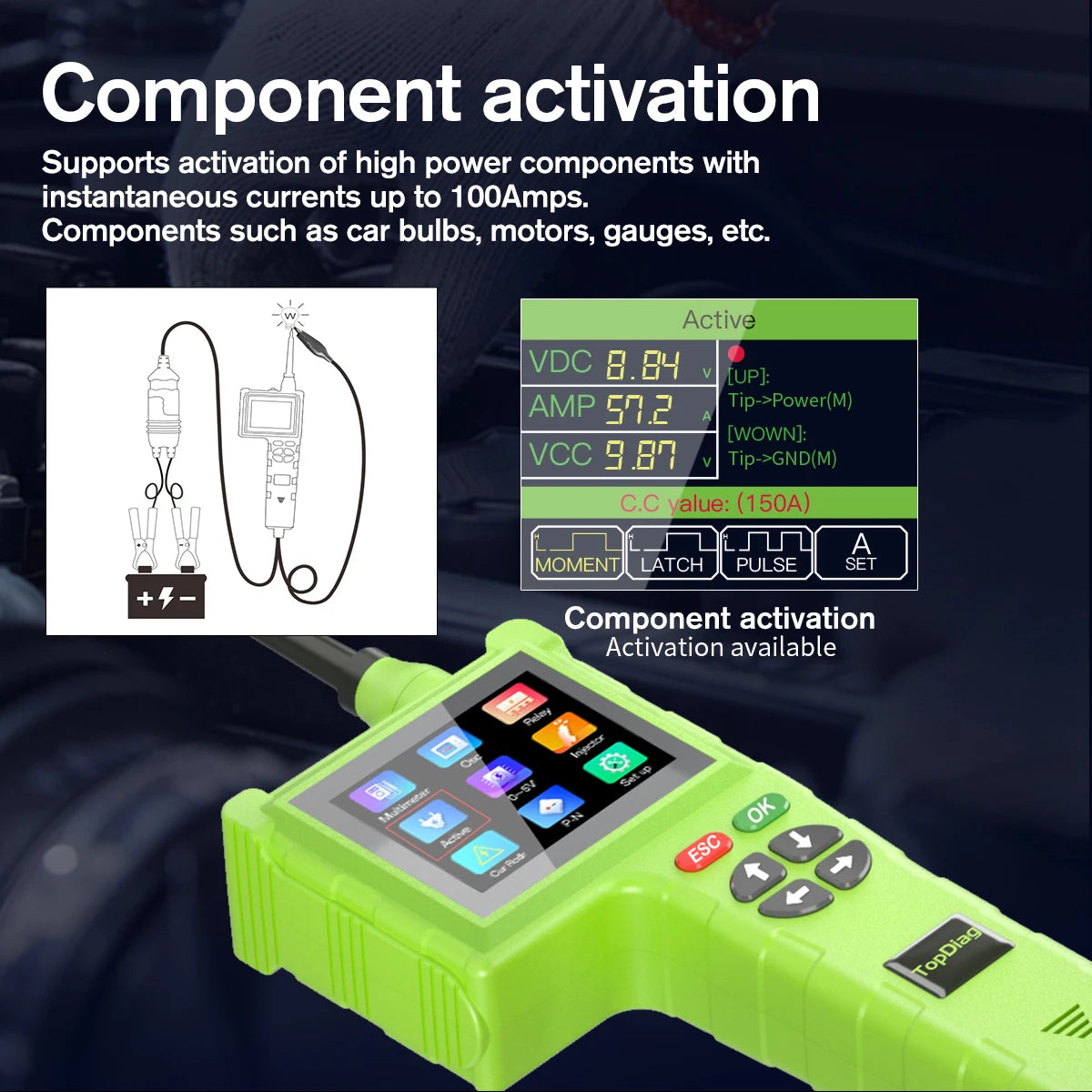 Topdiag P200 Pro Circuit System Tester 9V-48V Power Circuit Probe Kit Vehicle Leakage Detection Oscilloscope Diagnostic Tool