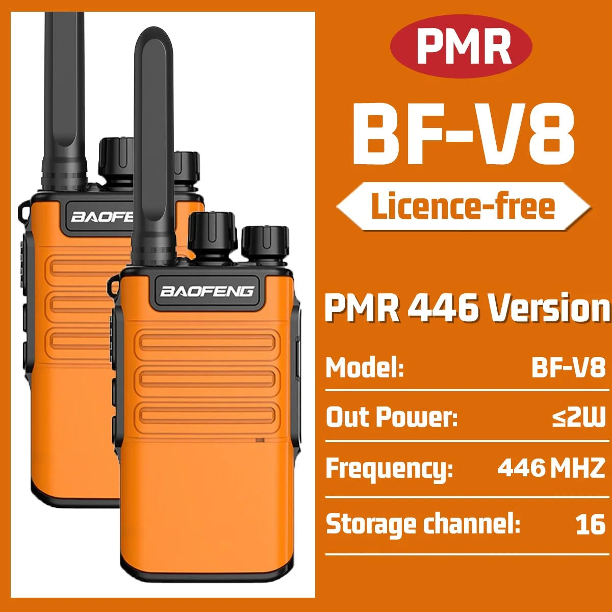 2PCS Baofeng BF-V8 Mini Walkie Talkie PMR Legal Frequency Wireless Copy VOX Portable Two Way Radio For Outdoor Camping Hiking