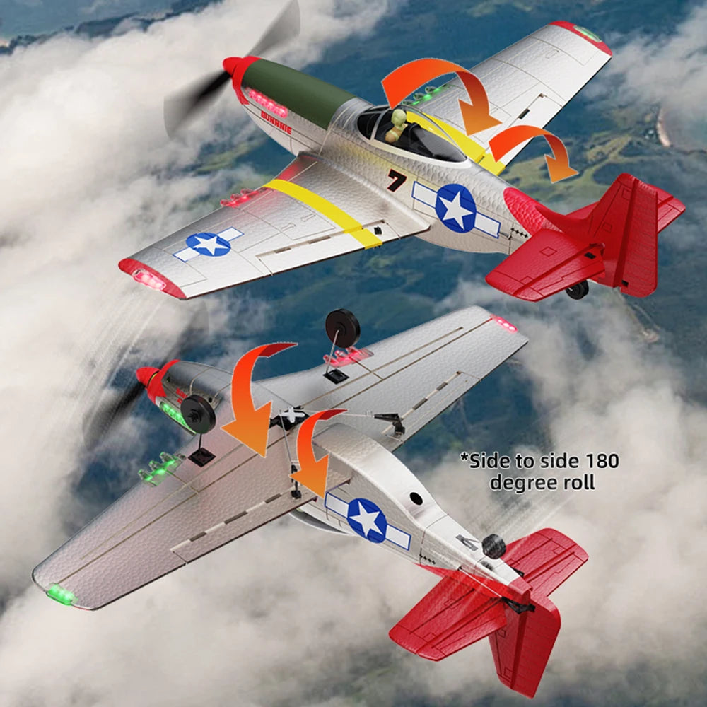 BM26 4CH RC Plane P51 Mustang Fighter 2.4G Electric Remote Control Glider Brushless Fixed-wing Aircraft EPP Foam Material Toy Birthday Gift