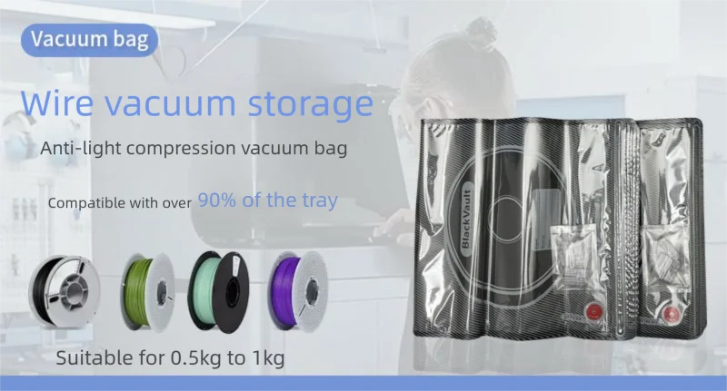 3D Upgraded Black Filament Storage Bag PLA ABS PETG Vacuum Bag Dryer Safekeep Humidity Resistant Sealing Bags Keep Filament Dry