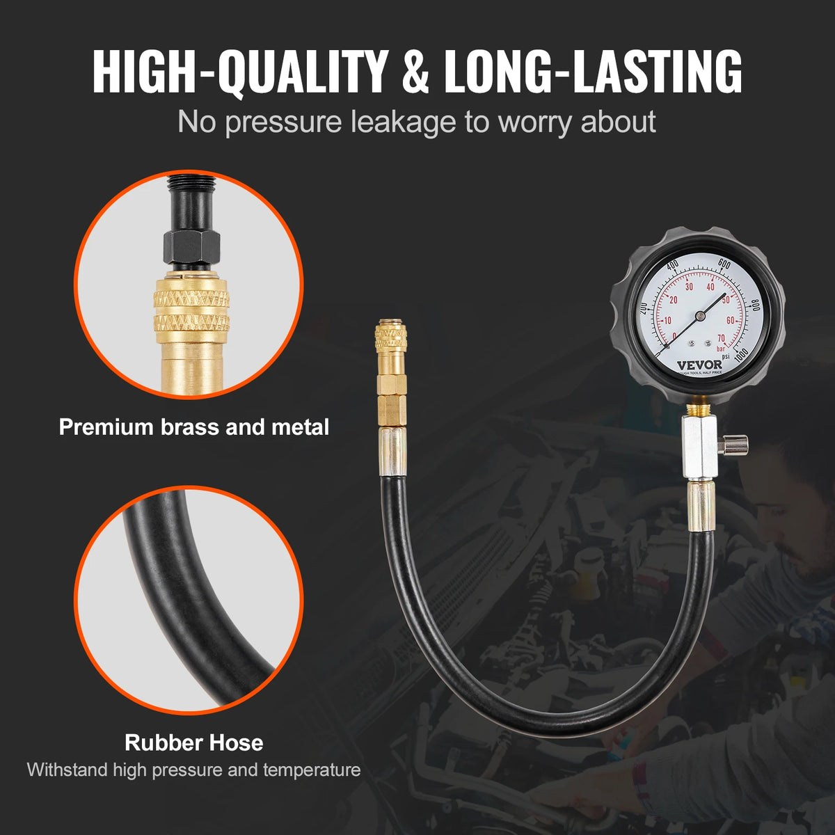 SucceBuy Diesel Engine Compression Tester 18 pcs Cylinder Pressure Test Tool Kit Diesel Injector Tester Check Cylinder For Truck