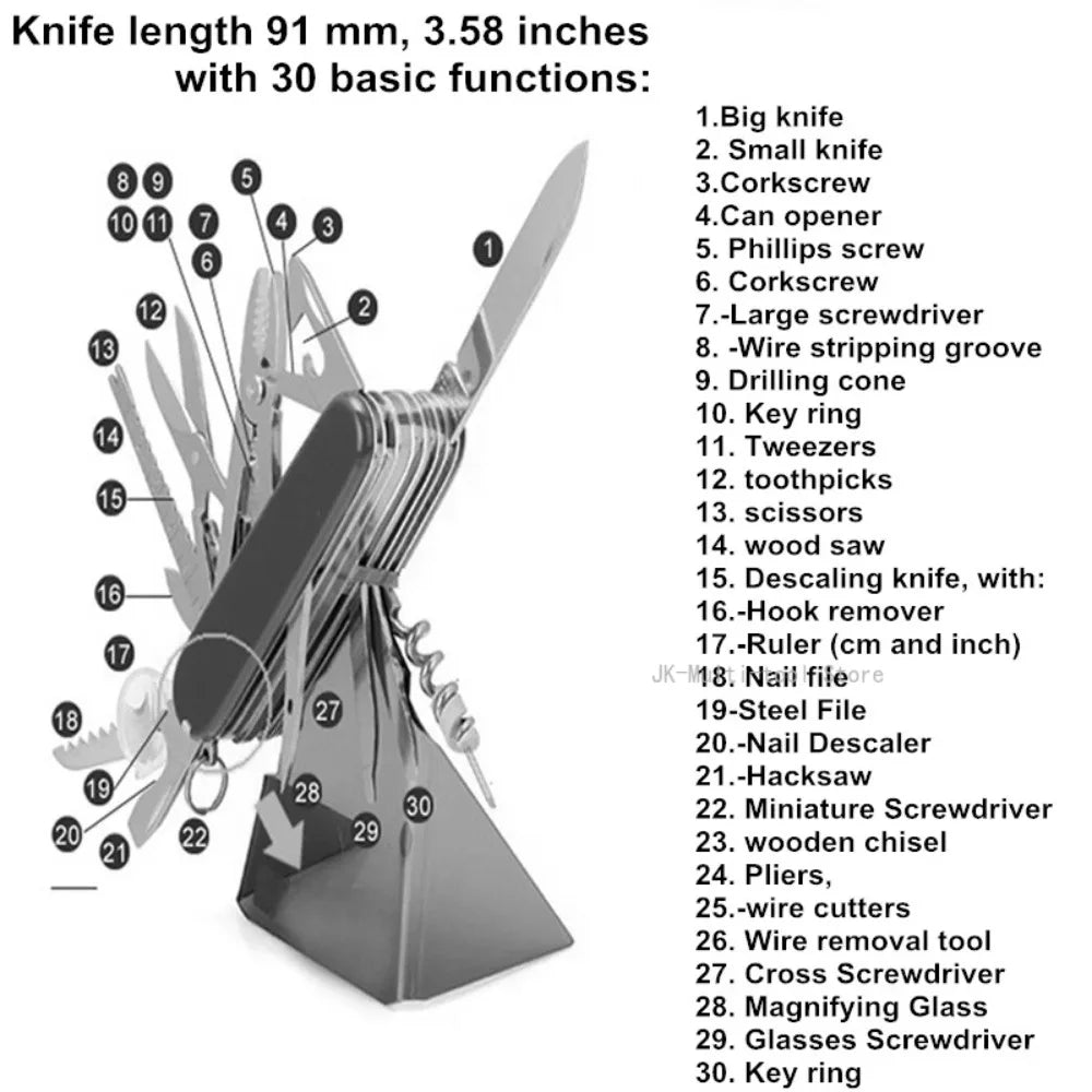 17 in 1 Multi-Tool Pocket Knife Portable Stainless Steel Folding Camping Pliers Multifunctional Pocket Knives for Outdoor