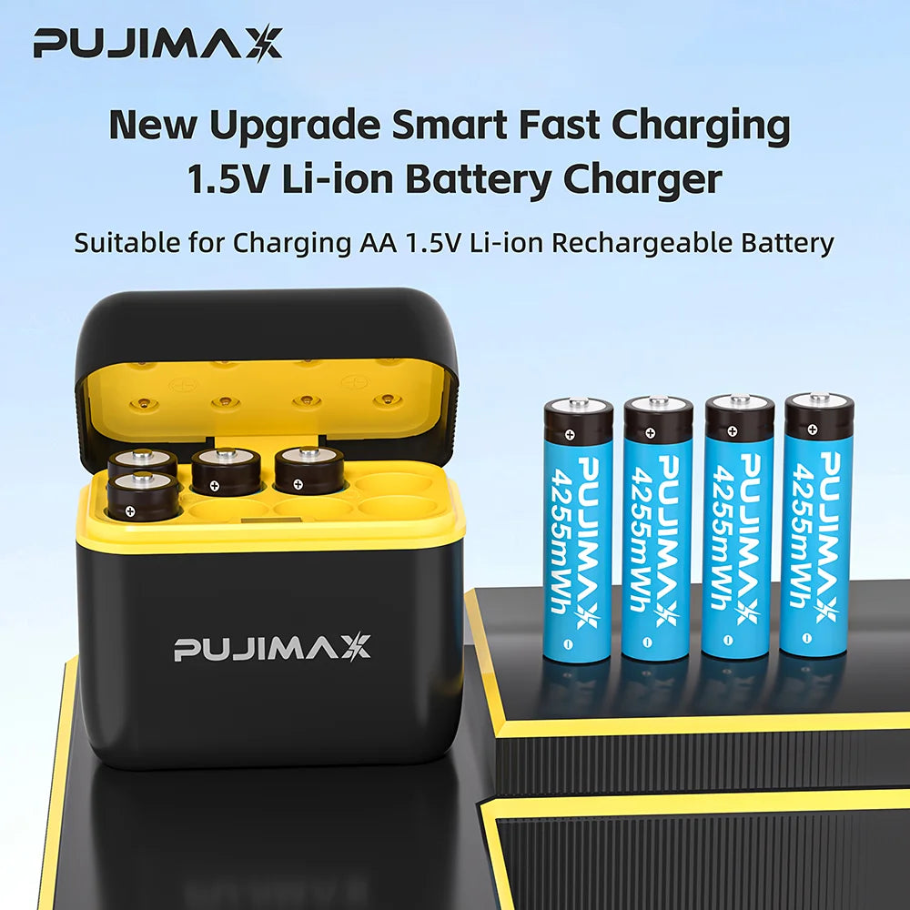 PUJIMAX Rechargeable Lithium Battery Charger 1.5V AA 4255mWh Batteries High Capacity Battery for Mouse Remote Control Electric Toys