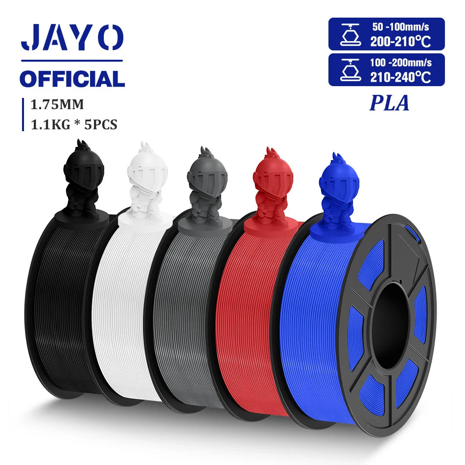 JAYO 5 Rolls 3D Filament PLA/PLA META/PETG/SILK PLA+/Wood/PLA Marblel/ APLA 1.75mm1.1KG 3D Printer Filament for FDM Muticolor