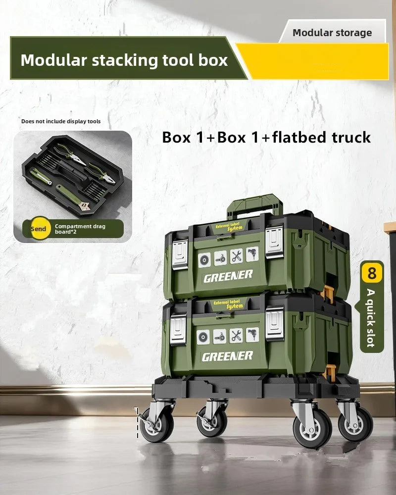 Multi Functional Large Capacity Stackable Toolbox Set, Large Hardware Widened Storage Box