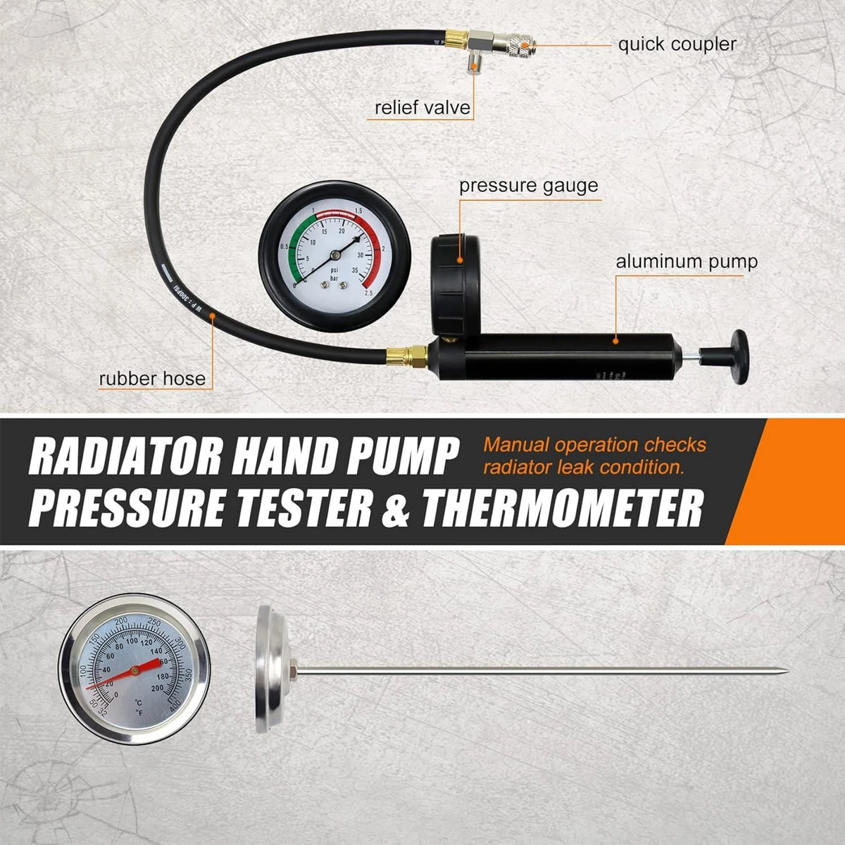 14/28Pcs Universal Radiator Pressure Tester Set Vacuum Type Cooling System Tester Water Tank Leak Detection Detector Tool