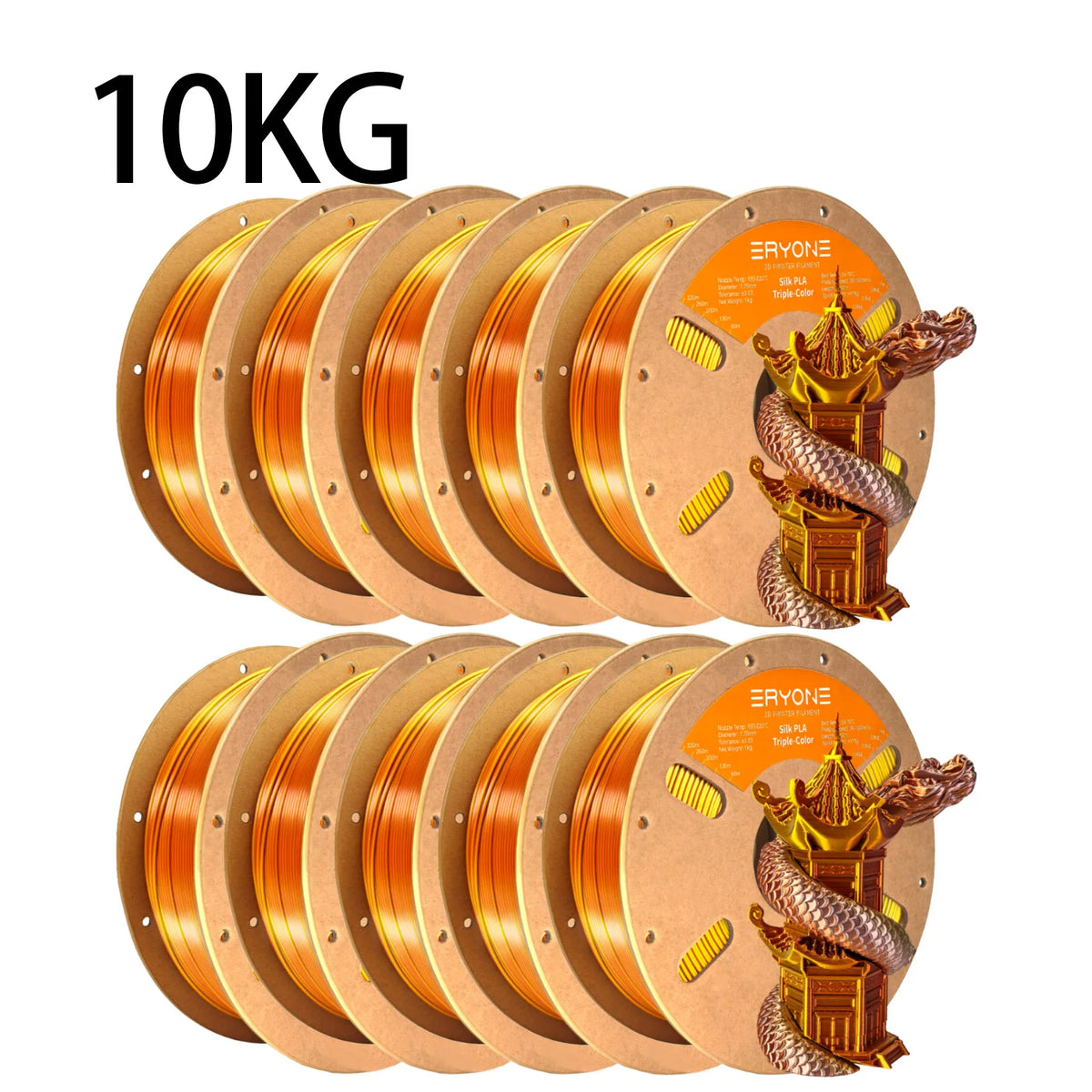 ERYONE 10KG Triple Color Silk PLA Premium Filament 3D Print Big Sale,Multicolor Available,1KG per Spool
