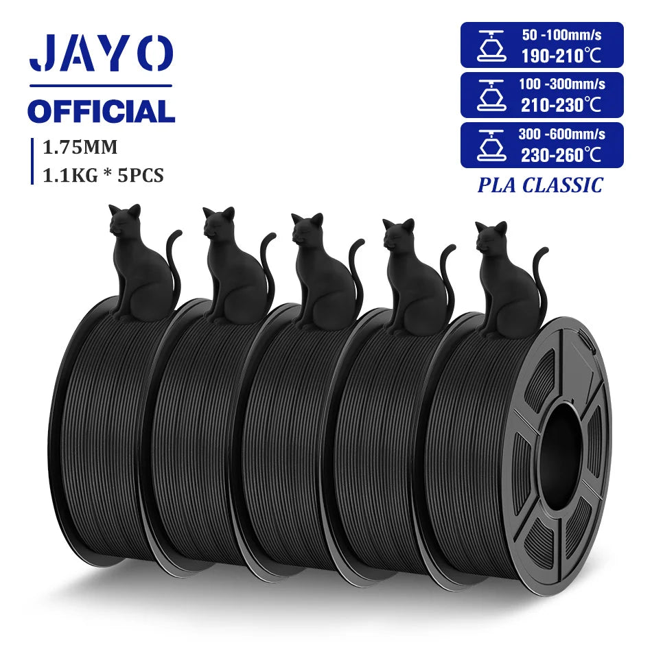 JAYO 3D Filament PLA/PLA META/PETG/SILK PLA+/Wood/PLA Marblel/ APLA 1.75mm 5Roll 1.1KG/0.5KG 3D Printer Filament for 3D Printer