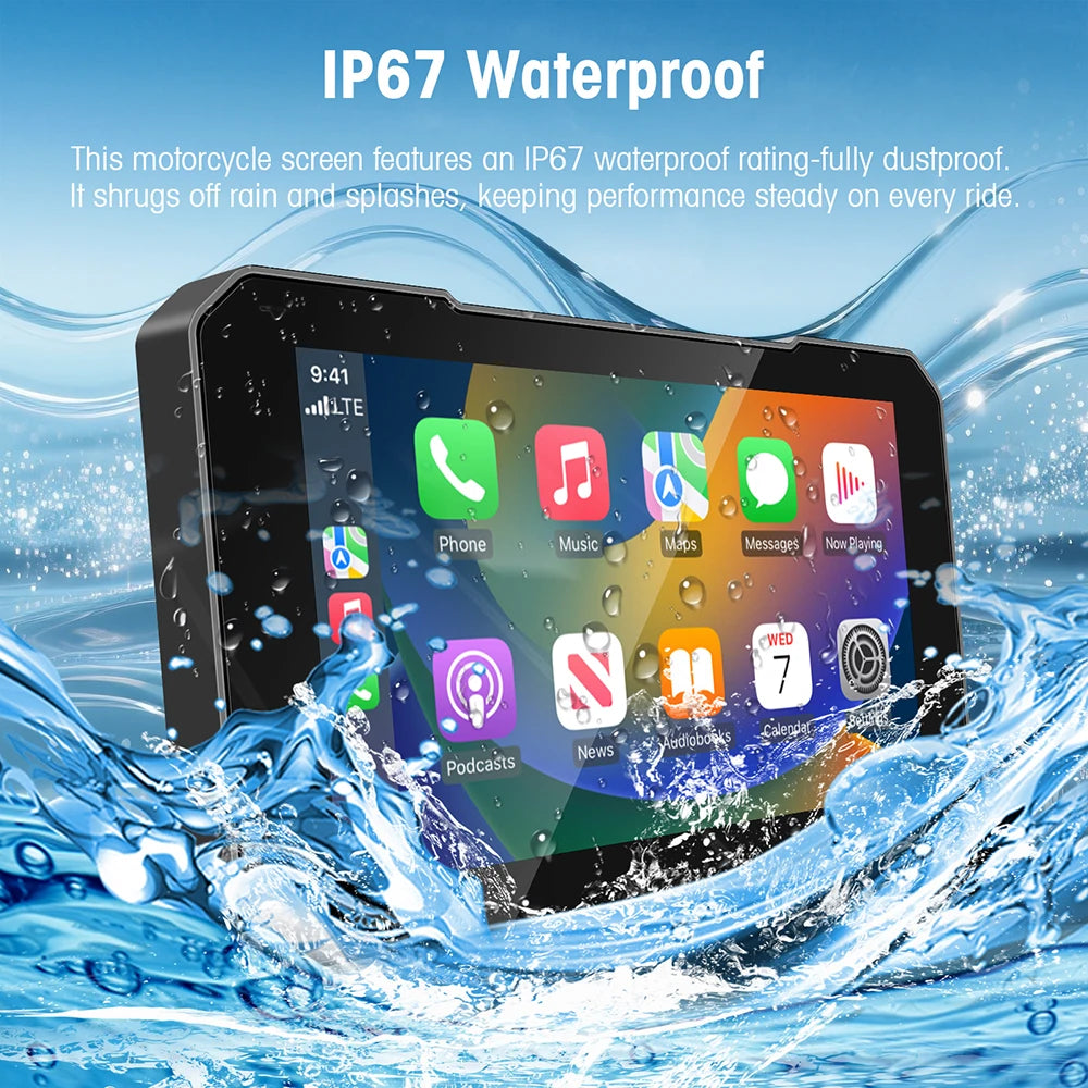 5-Inch Touch Screen Motorcycle CarPlay Screen Support Wireless CarPlay and Android Auto Waterproof