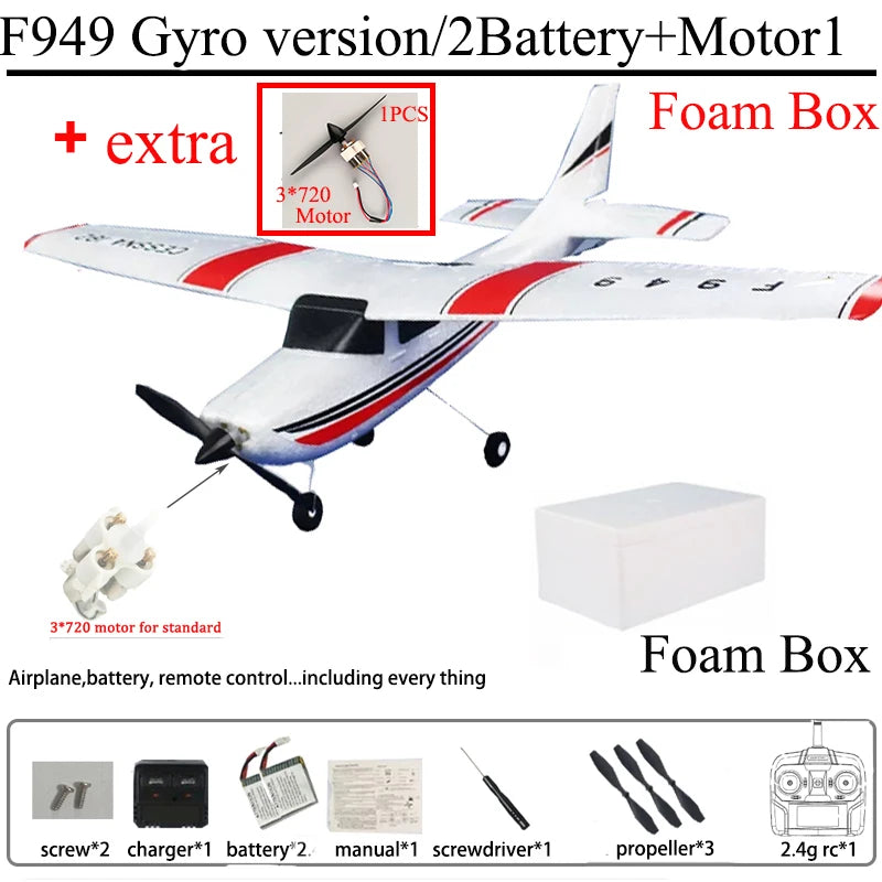 WLtoys F949 2.4G 3D6G 3Ch RC Airplane Fixed Wing Plane Outdoor Toys Drone RTF Upgrade Version Digital Servo F949S With Gyroscope