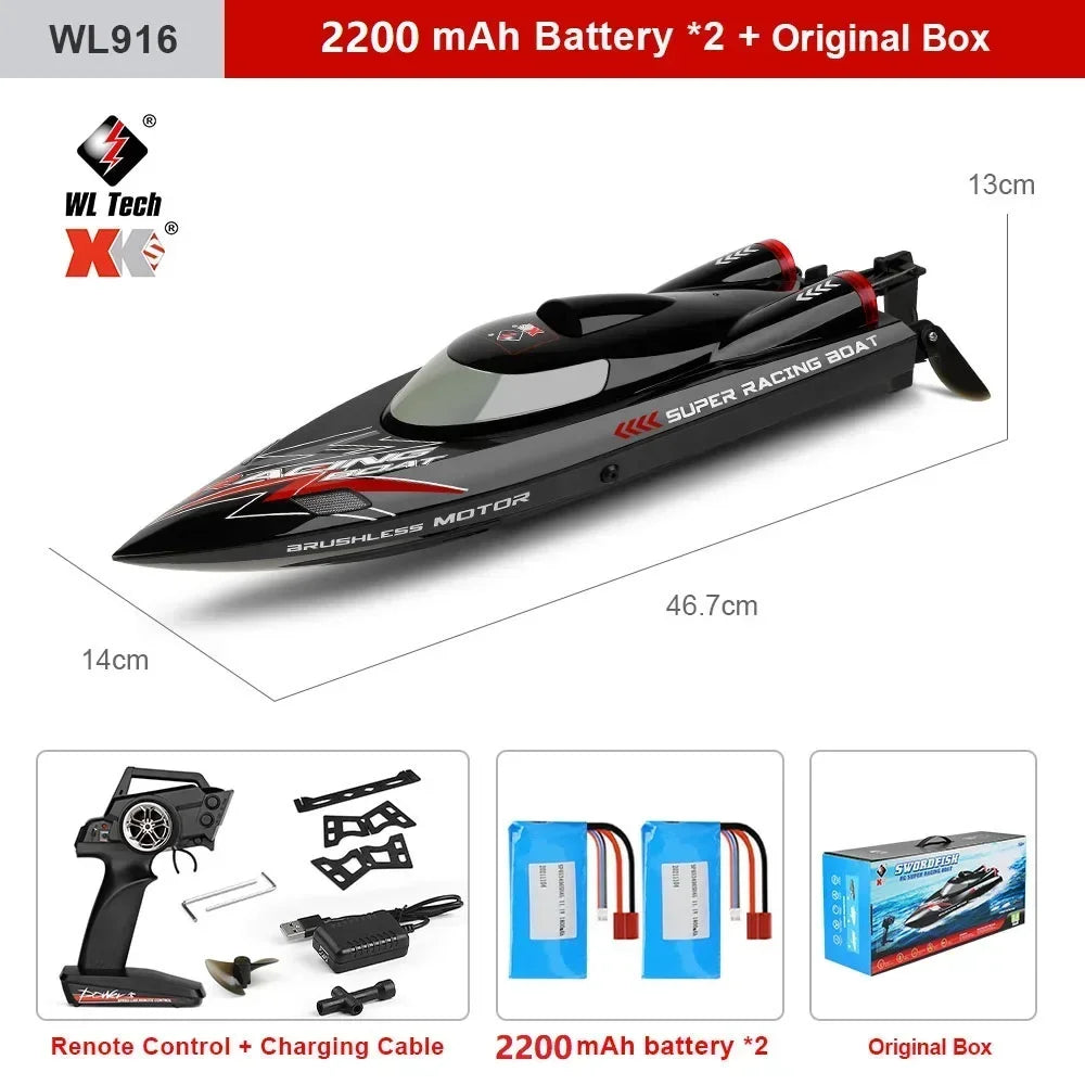 WLtoys WL916 WL912-A RC Boat 2.4Ghz 55KM/H Brushless High Speed Racing Ship Remote Control Speedboat Toys For Adults