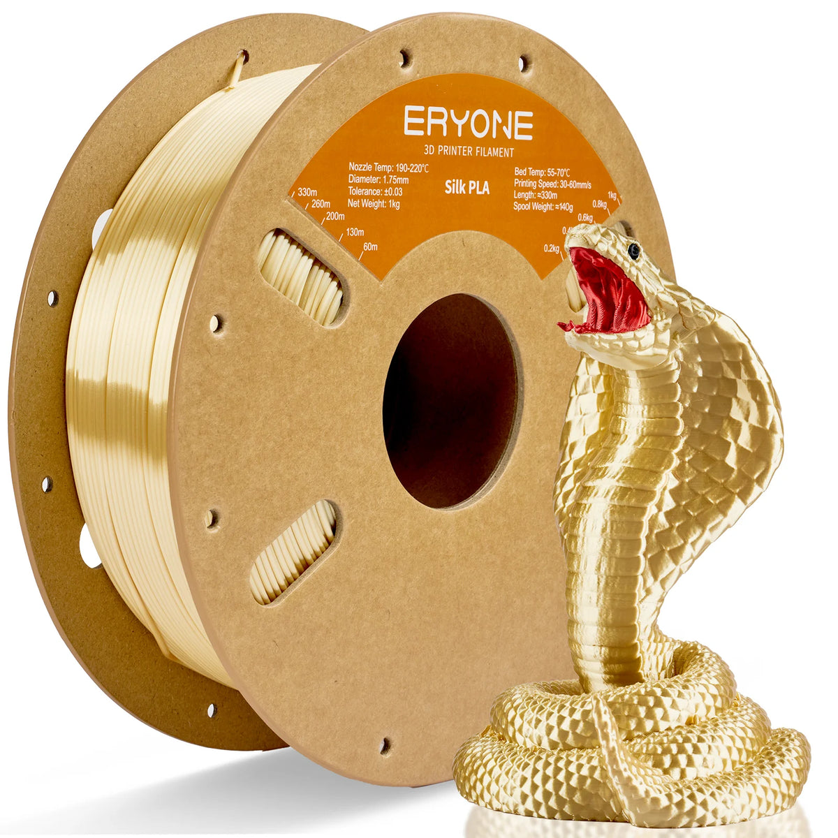 ERYONE 1KG Silk PLA 3D Printer Filament 1.75mm, Premium Silk Shiny Finish Single Color, Glossy Smooth Surface 1kg Spool