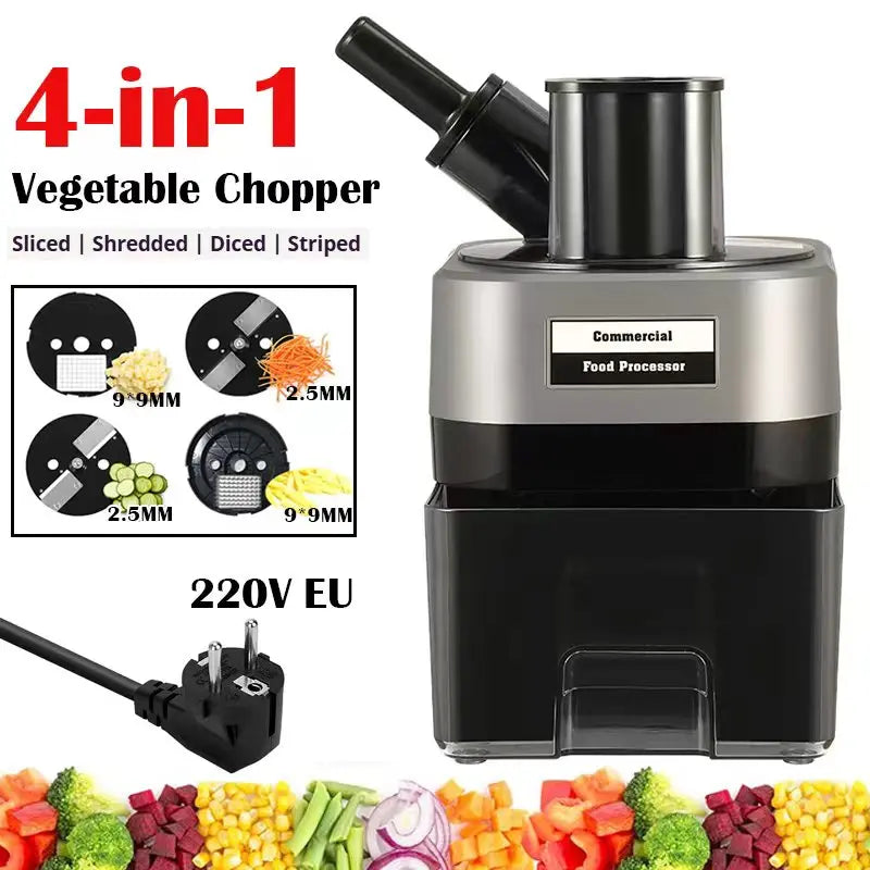 New Commercial Double Spout Vegetable Cutter 4 in 1 Multifunctional Dicing Shredding Slicing Cutting Strips Vegetables