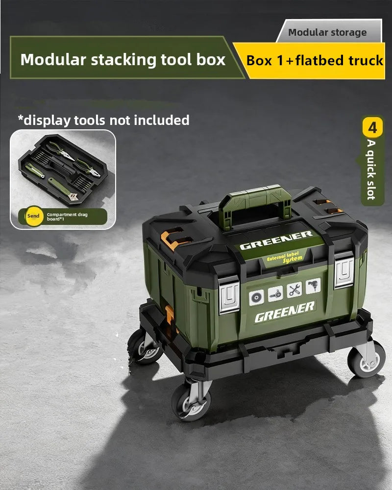 Multi Functional Large Capacity Stackable Toolbox Set, Large Hardware Widened Storage Box