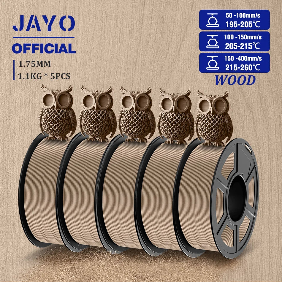 JAYO 5 Rolls 3D Filament PLA/PLA META/PETG/SILK PLA+/Wood/PLA Marblel/ APLA 1.75mm1.1KG 3D Printer Filament for FDM Muticolor