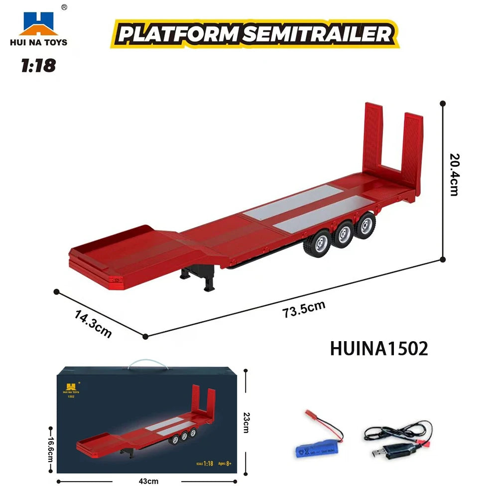 HUINA 1501 1/18 RC Truck 19CH 770S Alloy Tractor 2.4G Remote Control Engineering Trailer Truck with Light and Sound Toys